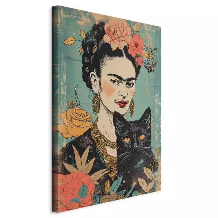 Frida Kahlo - Porträt der Malerin, inspiriert vom japanischen Stil