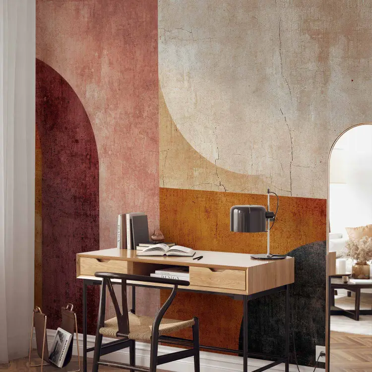 Geometrisches Wandgemälde - inspiriert von Terrakotta-Farben
