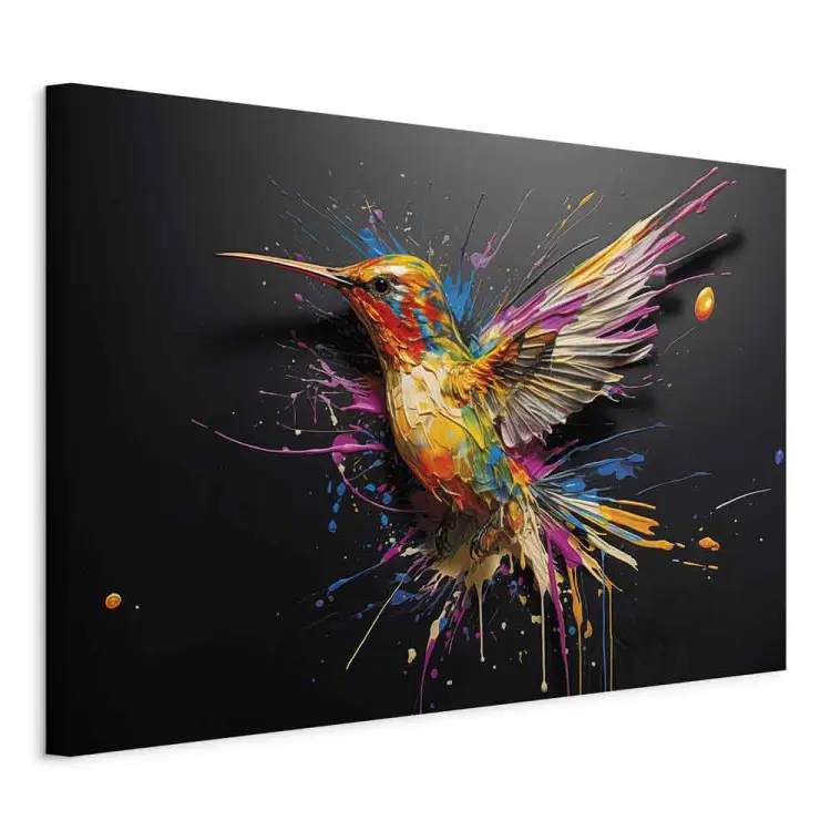 Malerischer Vogel - Kolibri und Farbe auf weißem Hintergrund