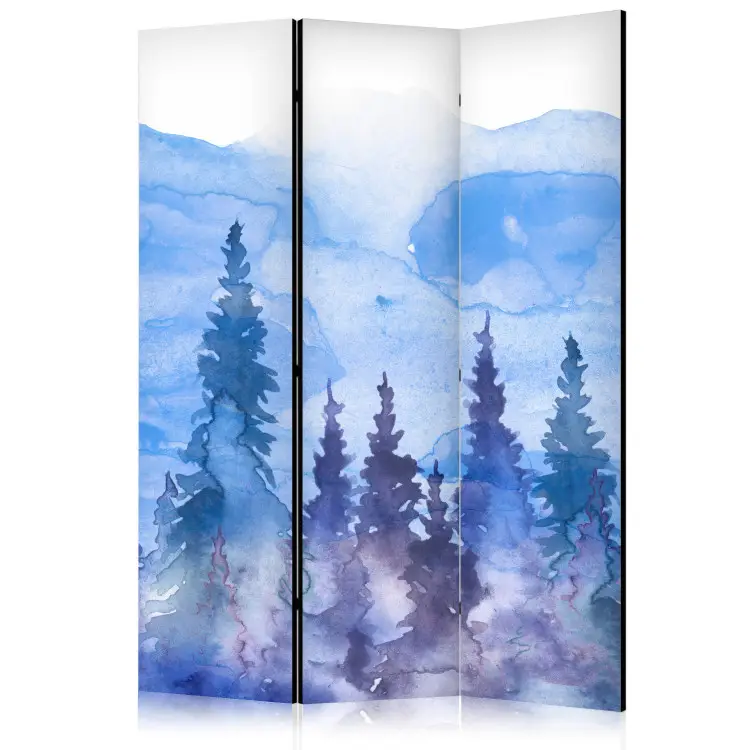 Aquarelllandschaft - kobaltblauer Wald vor Berggipfeln
