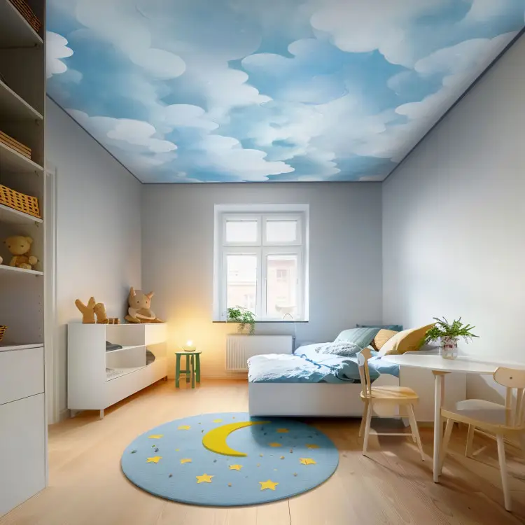 Himmel und Wolken - blaues Thema für Kinder im illustrativen Stil