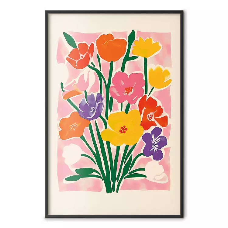 Pink Bouquet - Minimalist Colorful Composition With Flowers