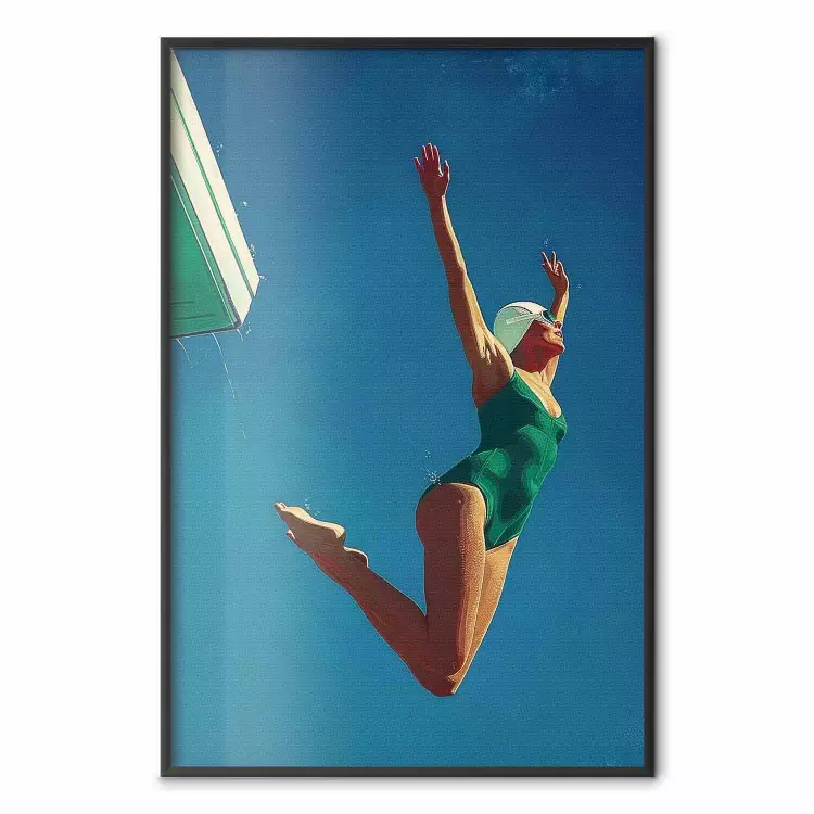 Aerial Euphoria - Woman in Green Swimsuit in the Air