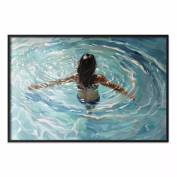 Tranquil Immersion - Woman in Pool Surrounded by Water Circles