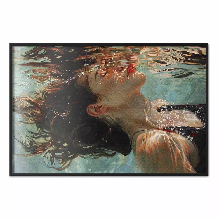 Underwater Calm - Woman Floating Beneath the Water Surface