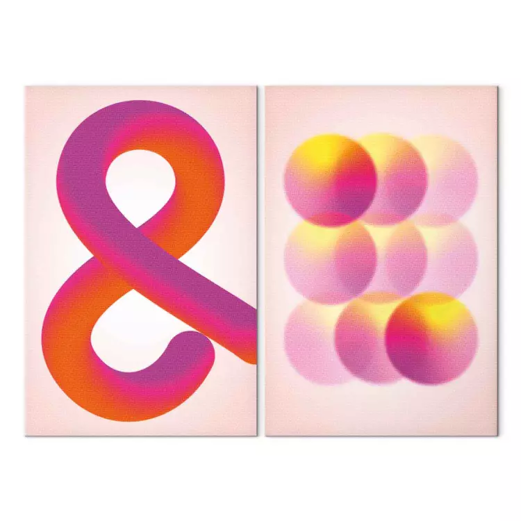 Symbol mit Farbverlauf - orange Ampersand und rosa Kugeln