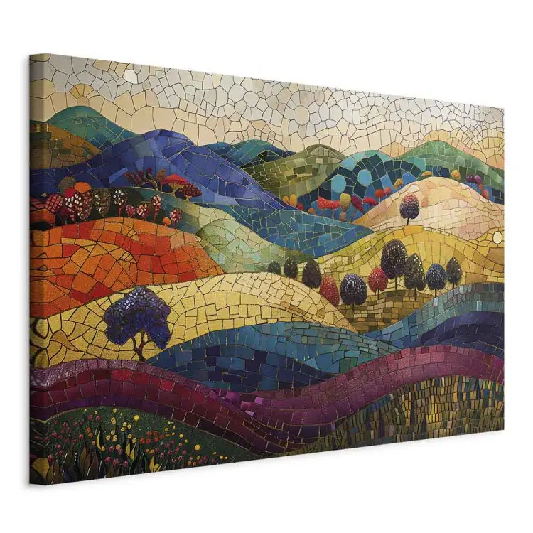 Colourful hills - von Klimt inspirierte Landschaft mit Mosaikhügeln