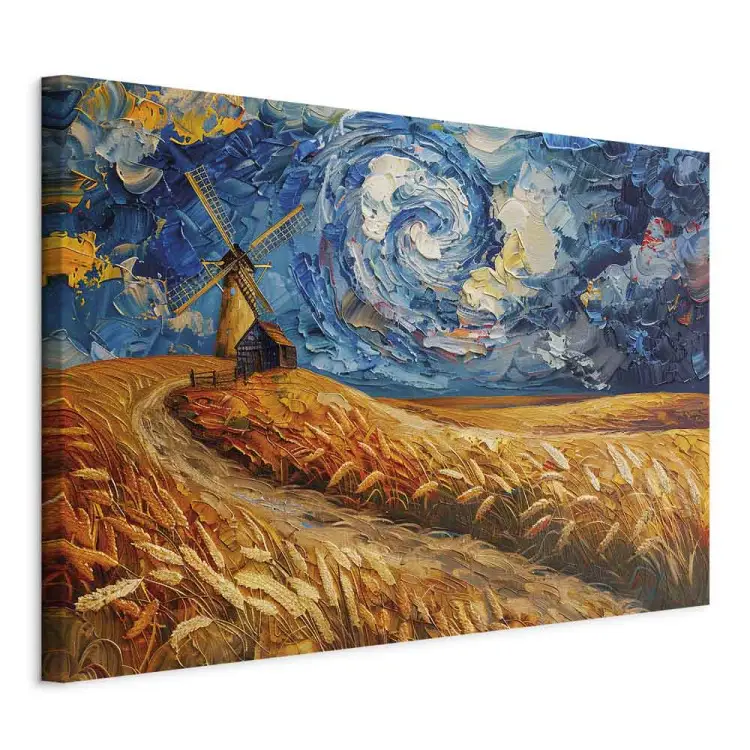Mühle und Himmel - Van Gogh-inspirierte Landschaft, wirbelnder Himmel