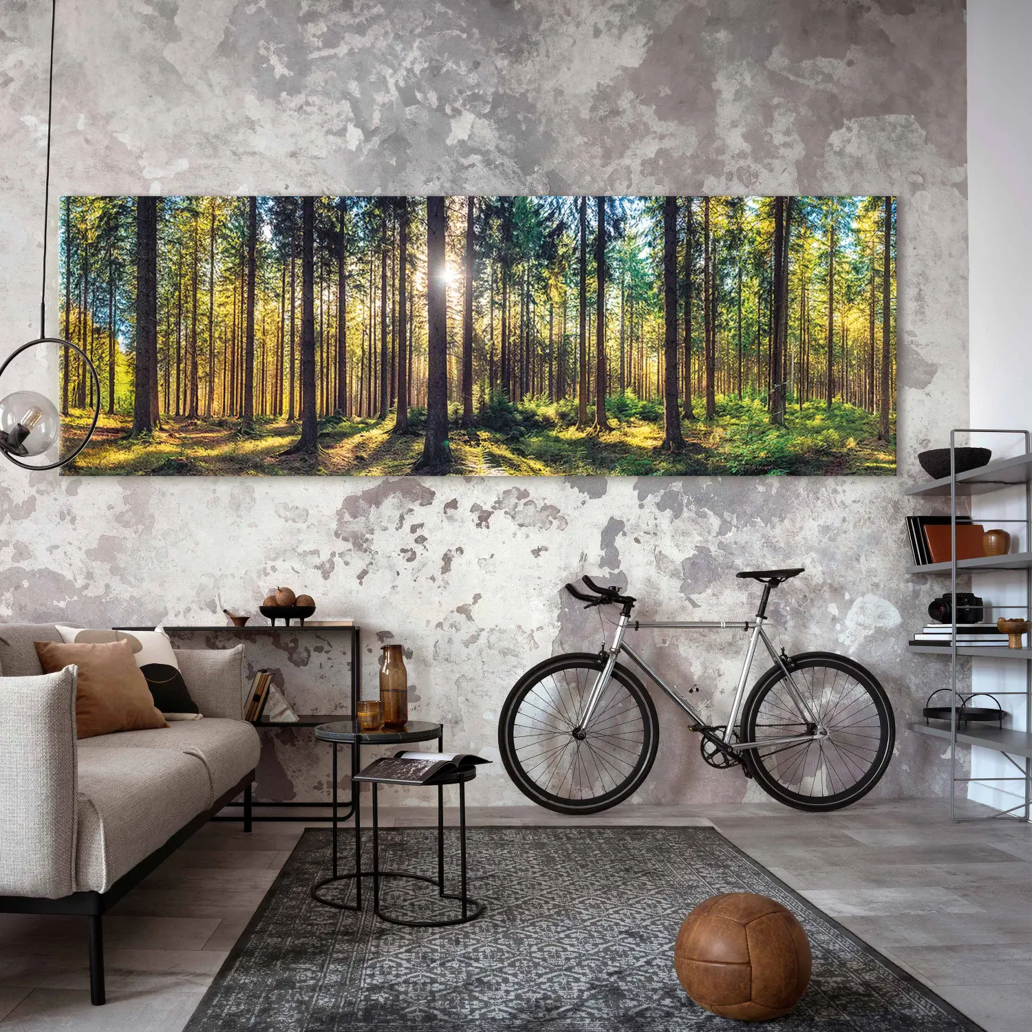 Wandbild XXL Leuchtende Bäume - Sonnenstrahlen im Wald - Wandbilder XXL