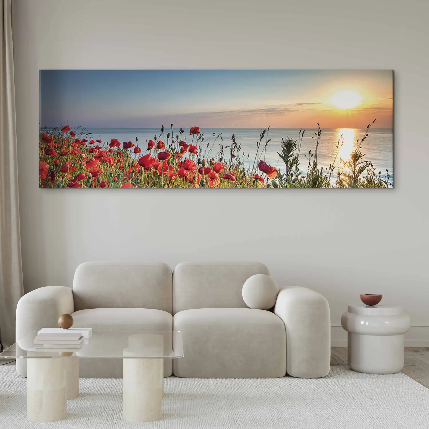 Artopia Leinwandbild Bergblumen & Graslandstraße – 91x61 Cm, Nebliger Sonnenaufgang, Für Wohnzimmer & Schlafzimmer