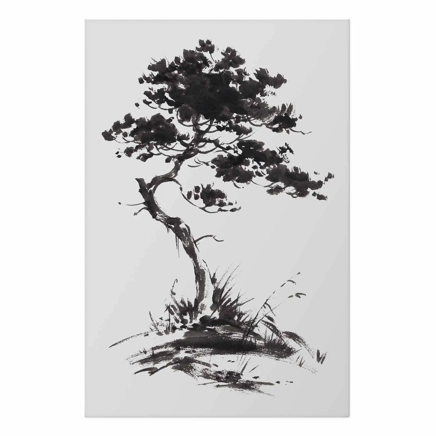 Wandposter Baum im Schatten - Aquarell eines Baumes in monochromen Farben -  Poster - bimago