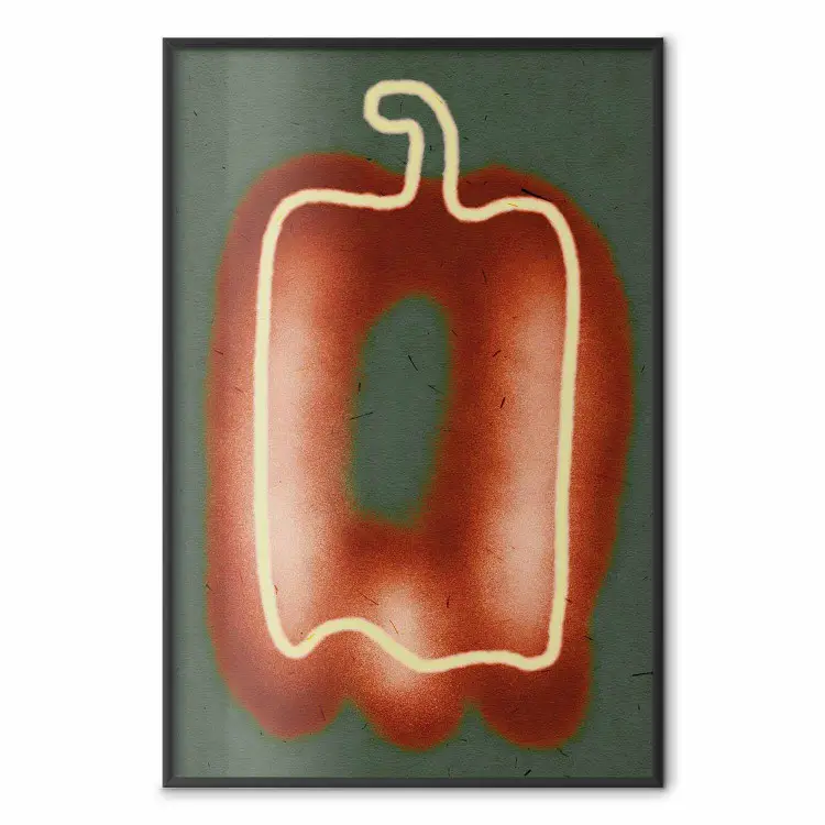 Paprika - Konturgrafik in Braun- und Grüntönen