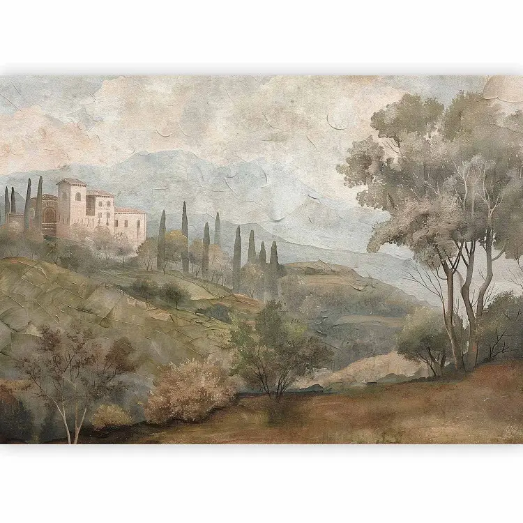 Toskanische Villa - Malerische Landschaft mit Zypressen und altem Gebäude