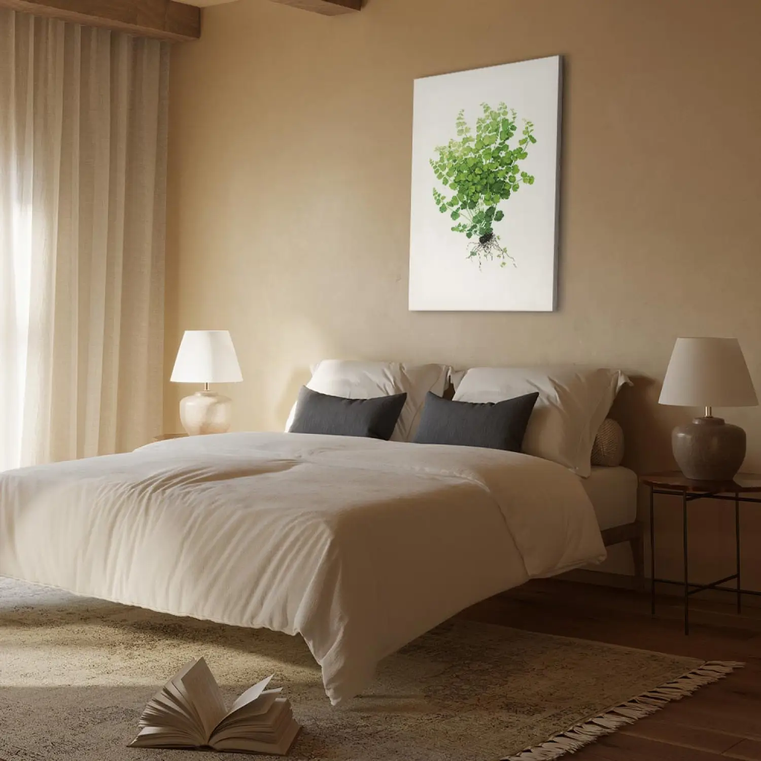 Leinwandbilder Farn mit freiliegenden Wurzeln - minimalistisches  Lebenssymbol - Botanisch - bimago