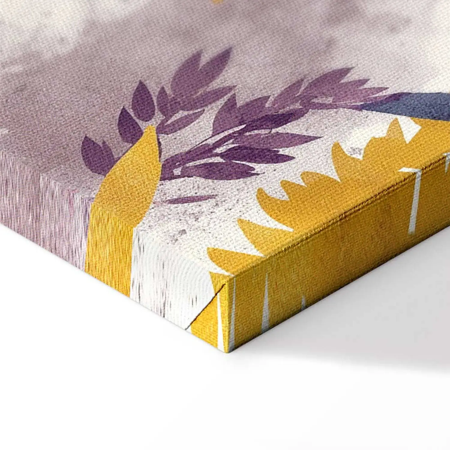 Foto auf Leinwand Farbenspiel - gelbe und violette Farne in einer  knstlerischen Komposition auf Wei - Botanisch - bimago