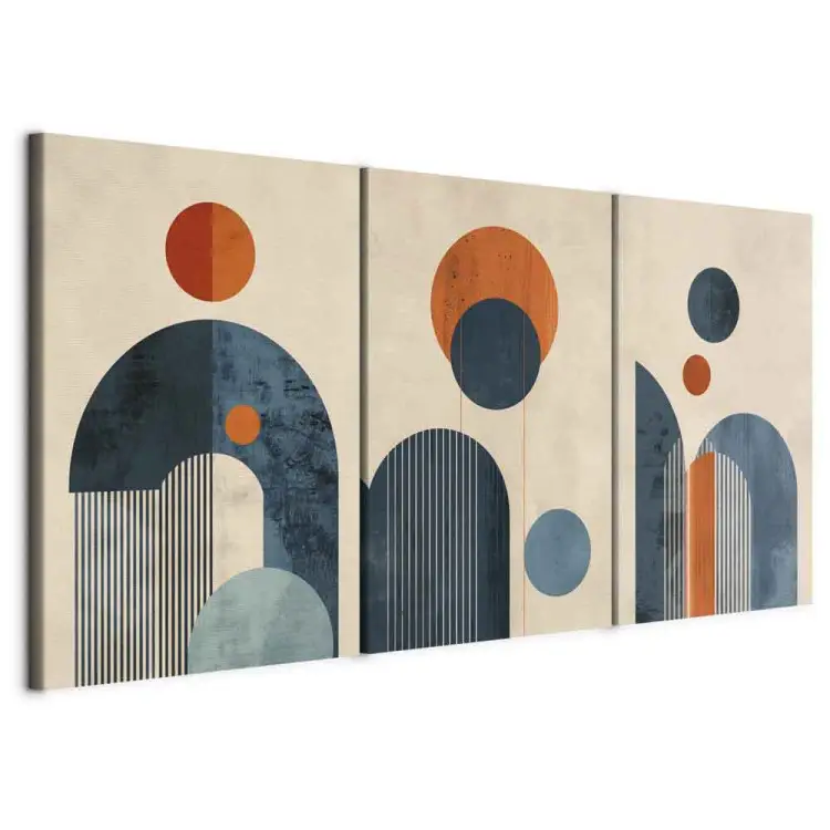 Bauhaus inspiriert - geometrische Formen und Linien in Orange und Hellblau