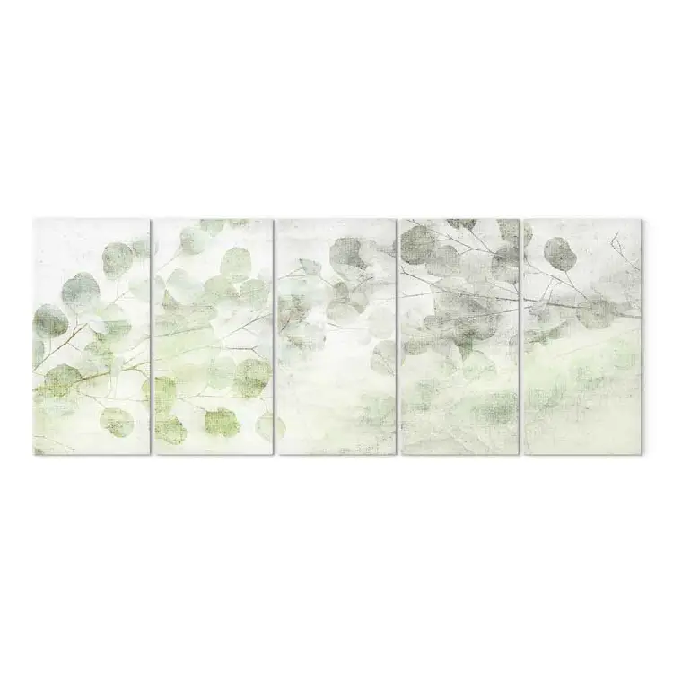Pastellkomposition mit Blättern - Natur in minimalistischer Darstellung