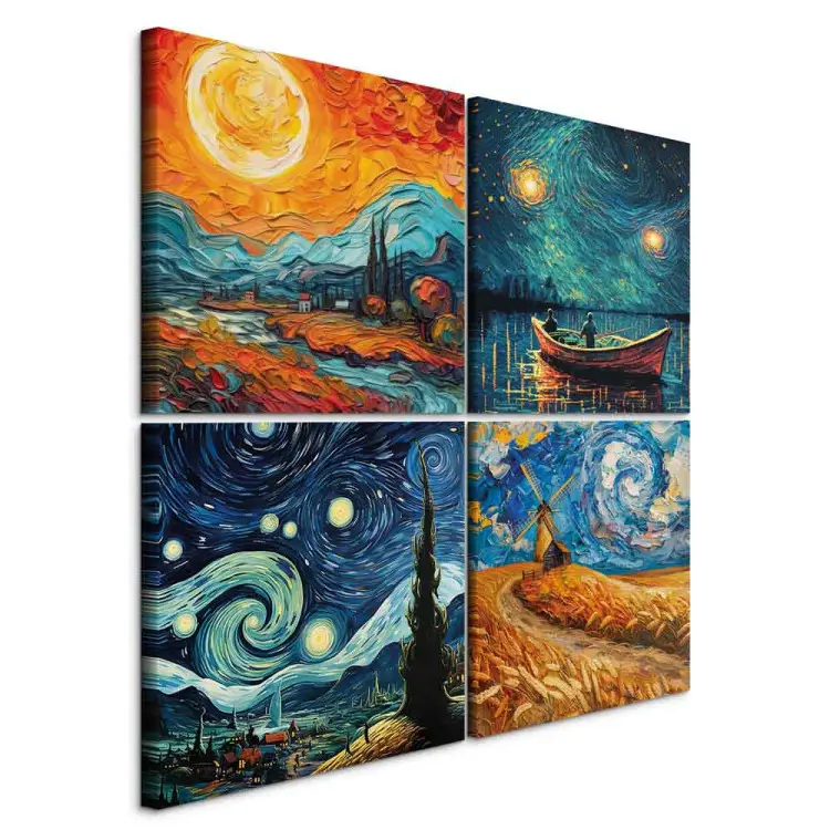 5 Teilig Leinwand Wanddeko Landschaft Pflaumenblüte Hd