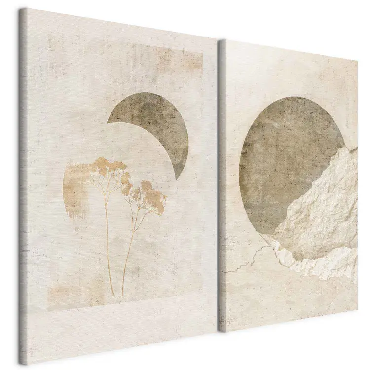 Natur und Geometrie - Mond und Pflanzen in abstrakter Form