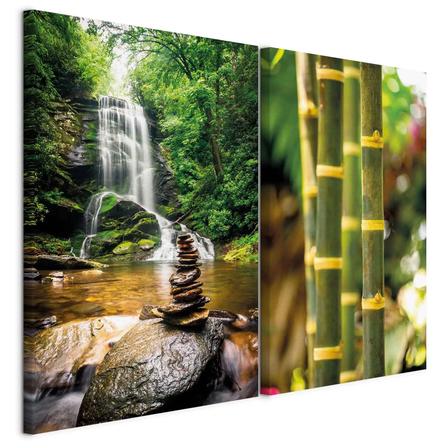 Decliina Wandbild „Zen Wasserfall“ – Leinwanddruck Auf Kiefernholz-Rahmen