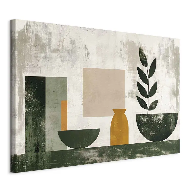 Geometrisches Stillleben mit Schale - Minimalistische Figuren in gedeckten Farben