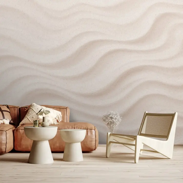 Beige Waves – Ein sanftes, abstraktes Muster aus wellenförmigen Linien im Hintergrund