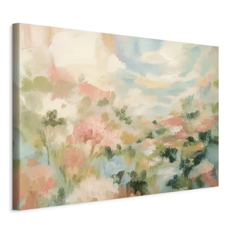Pastellfarbene Landschaft – abstrakte Blumen in den zarten Frühlingsfarben der Natur