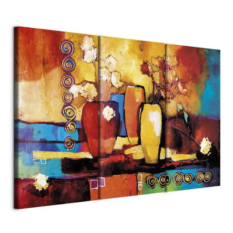 Blumen Komposition (3-teilig) - Bunte Stillleben mit Vasen und Blumen