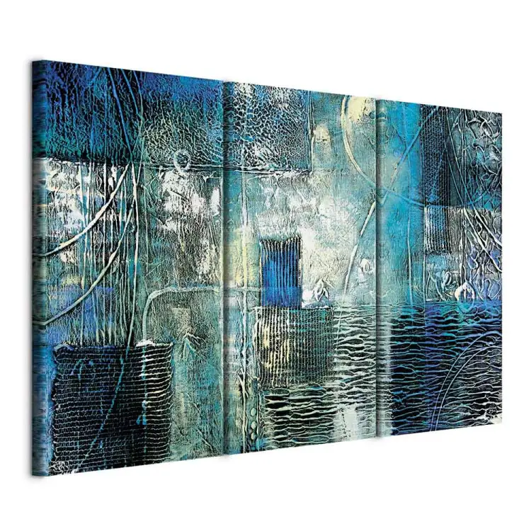 Fantasie (3-teilig) - Blaue Abstraktion mit vielfältiger Textur