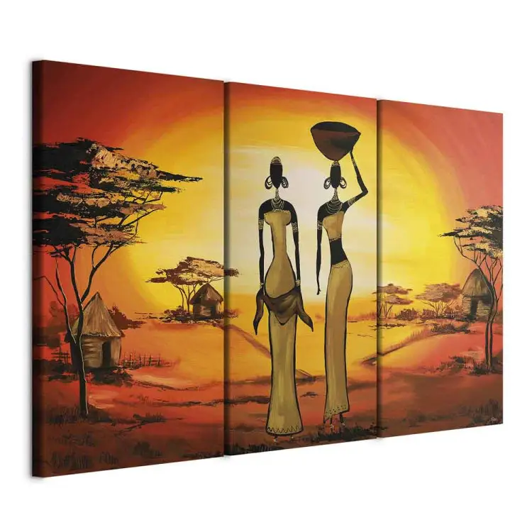 DECLINA Afrikanische Wanddekoration – 120x80 Cm Leinwandbild Savanne Mit Afrikanischen Frauen