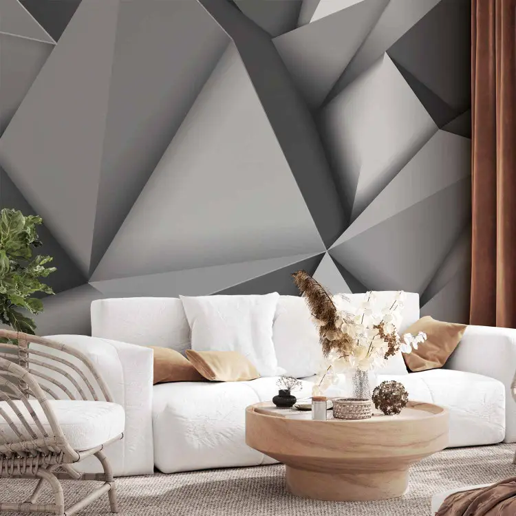 Graphischer Raum - futuristische graue Abstraktion mit 3D-Illusion