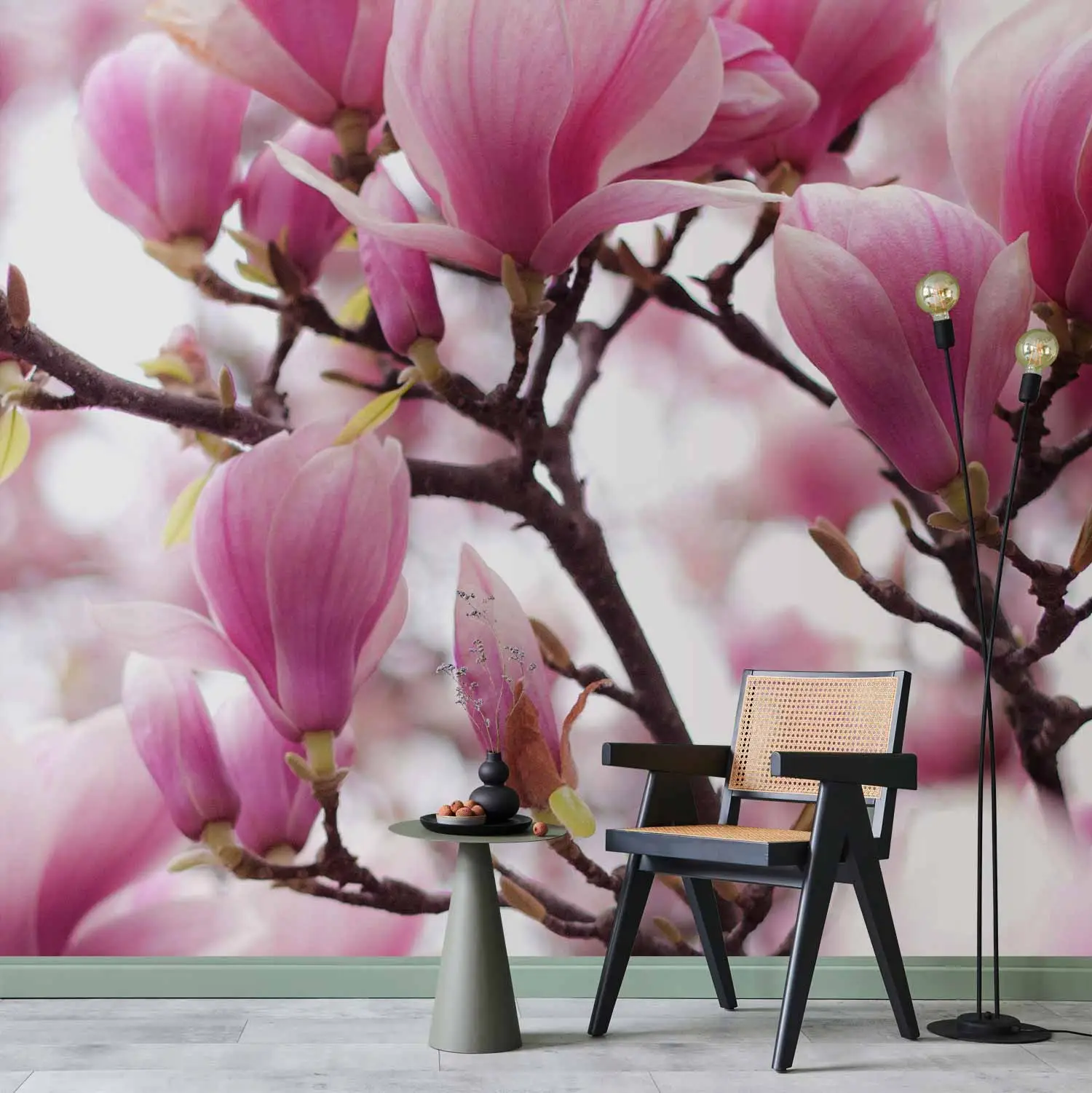 Fototapete Blühender Magnolienzweig - Magnolien