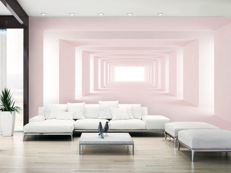 Fototapete Futuristisches Interieur - helle rosa Fläche mit 3D-Säulen