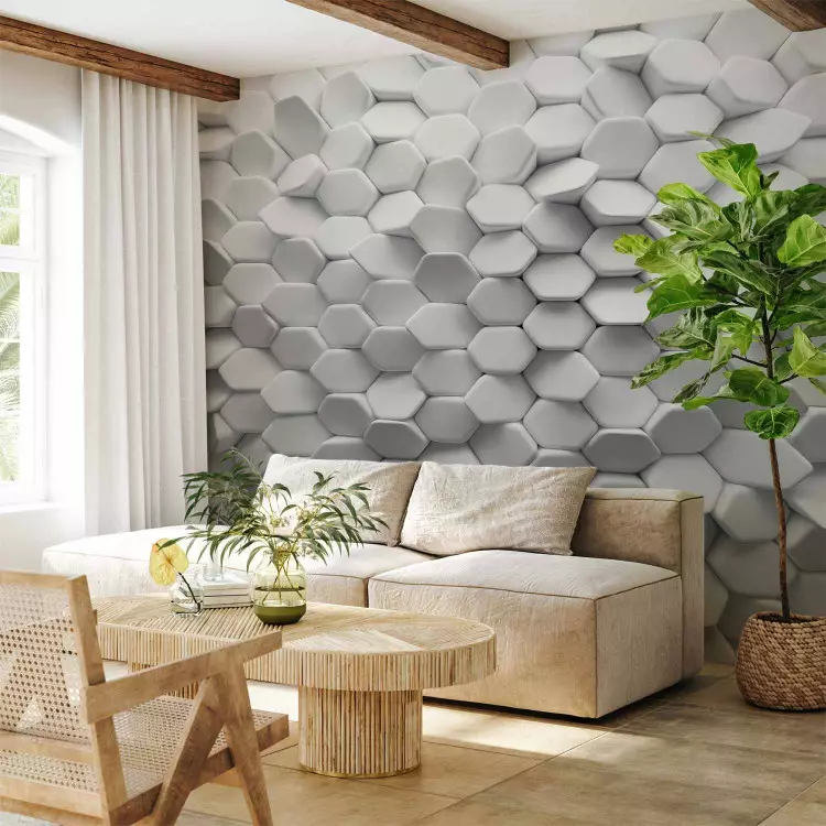 Weißes 3D-Rätsel - geometrisches Motiv mit räumlichen Elementen