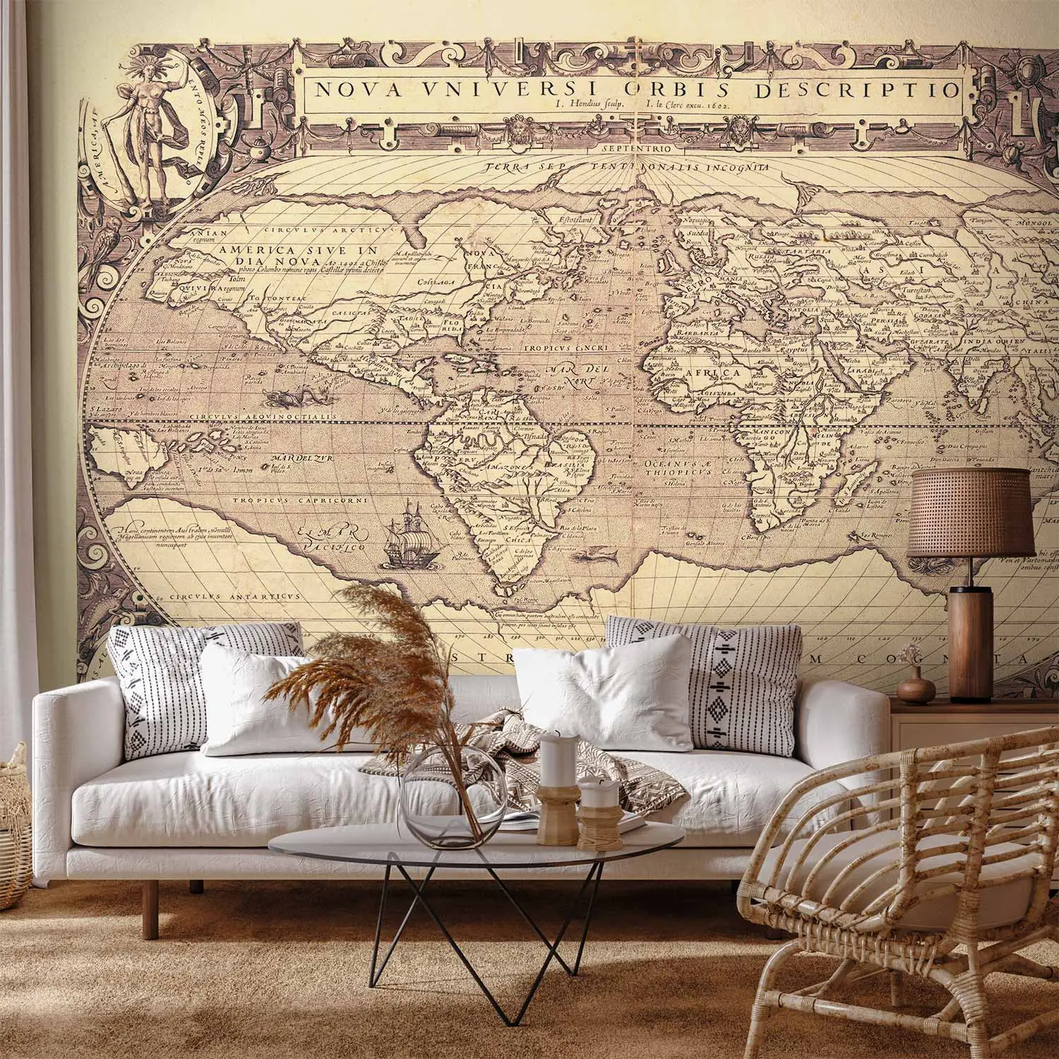 1art1 Weltkarten Fußmatte – Old Style Design, 60x40 Cm, Rutschfest