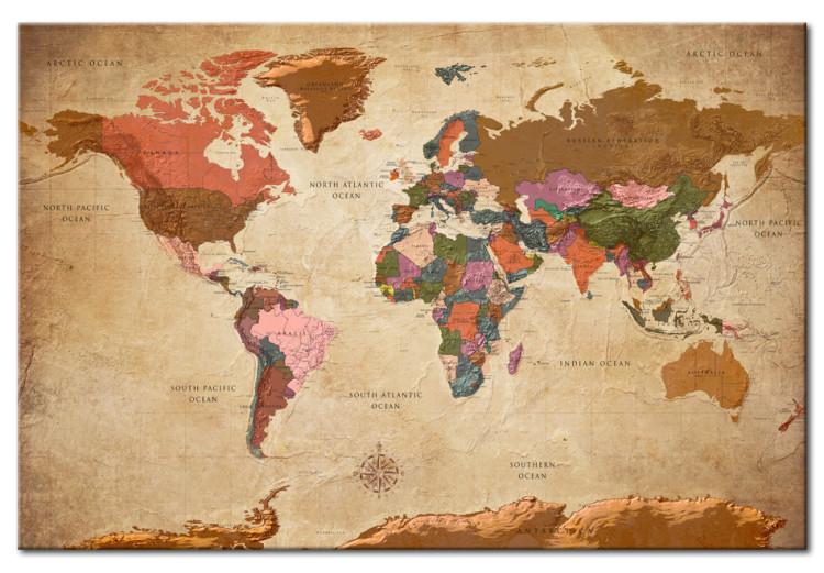 Leinwandbild World Map: Brown Elegance