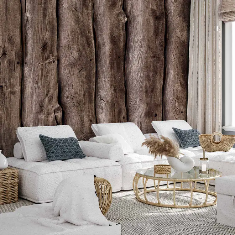 Holzmelodie - Hintergrund mit vertikalen Holzbrettern in Rohholztextur