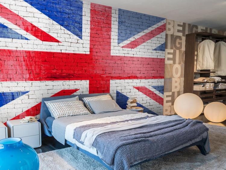 Fototapete Flagge Großbritanniens - Ziegeltextur mit Effekt der gemalten Flagge