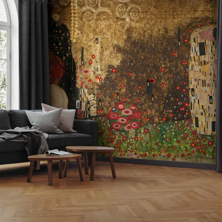Kuss von Klimt - Abstraktion mit Figuren und zwei Silhouetten