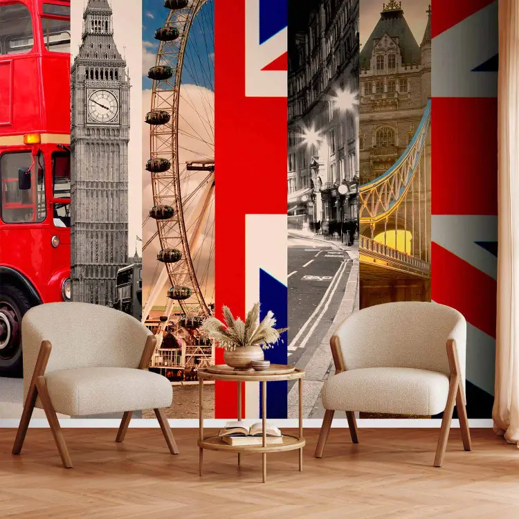 London Großbritannien - Architekturmotiv mit britischer Flagge