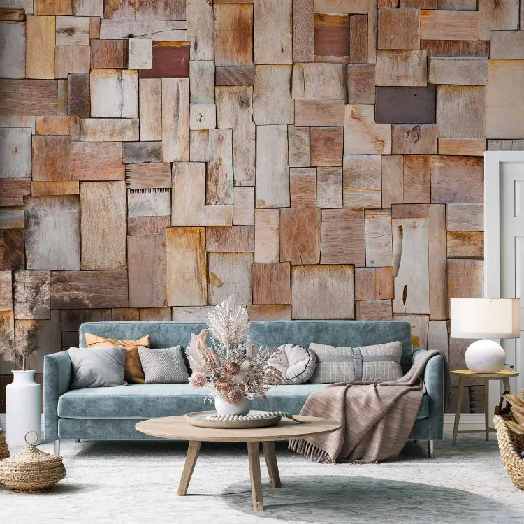 Lärchen-Mosaik - Holzwürfel in hellbraunen Tönen