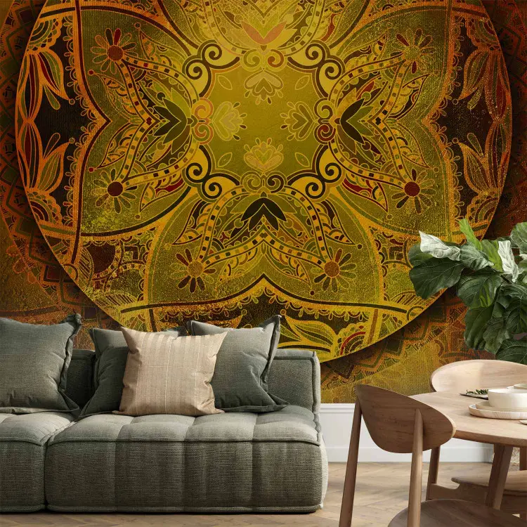 Mandala - Regelmäßiges orientalisches Motiv mit gelbem Muster