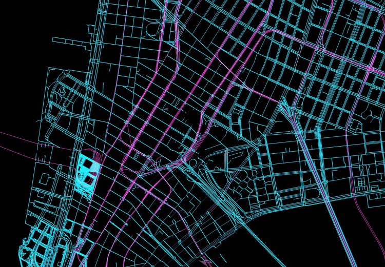 Vlies Fototapete Manhattan-Stadtplan - ein Stadtplan des New Yorker Bezirks auf schwarzem Hintergrund 131610 additionalImage 3