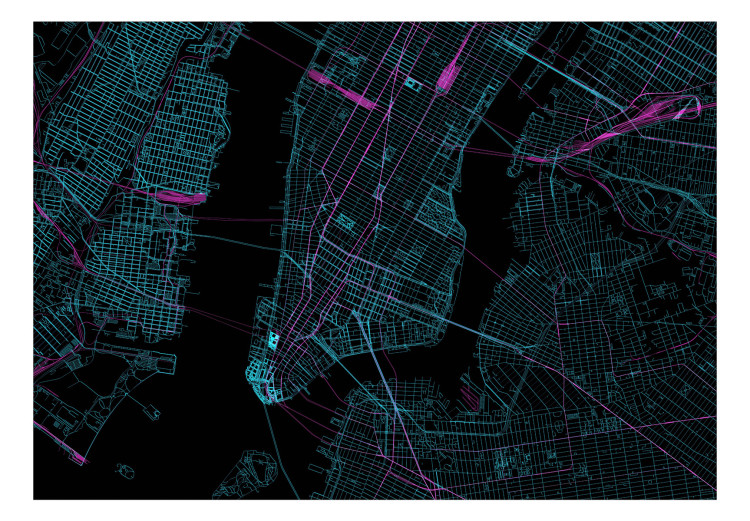 Vlies Fototapete Manhattan-Stadtplan - ein Stadtplan des New Yorker Bezirks auf schwarzem Hintergrund 131610 additionalImage 1