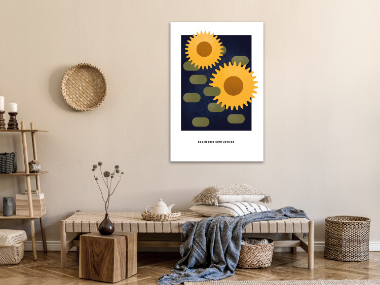 Bild auf Leinwand Mechanische Sonnenblumen - abstraktes Motiv auf blauem Hintergrund 135610 additionalImage 3