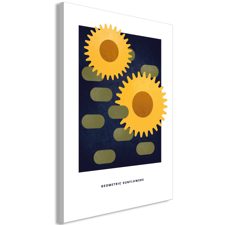 Bild auf Leinwand Mechanische Sonnenblumen - abstraktes Motiv auf blauem Hintergrund 135610 additionalImage 2