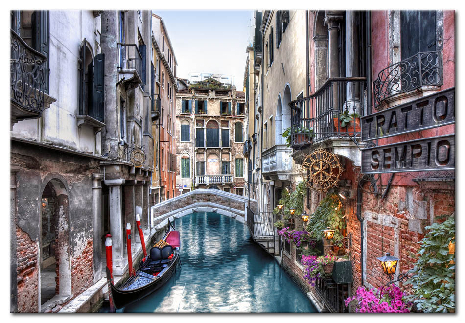 Foto auf - Venedig - Leinwand Gondeln Wandbilder - Bunte Städte
