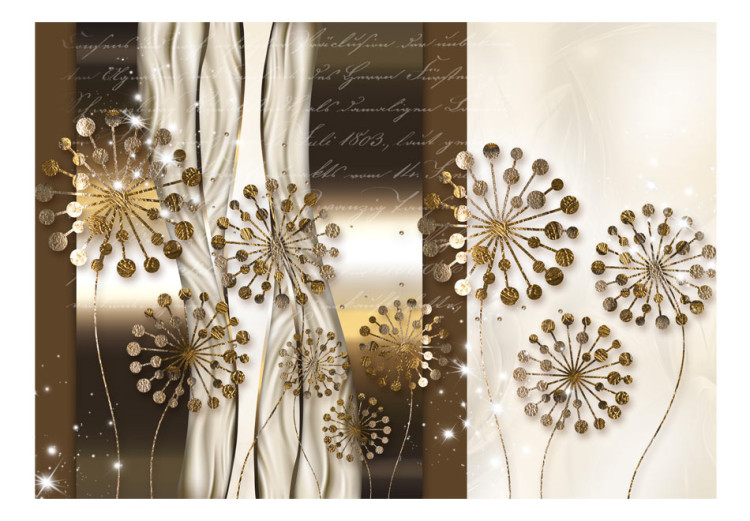 Fototapete Goldene Abstraktion - Blumen mit Glanz-Effekt auf Hintergrund 88720 additionalImage 1