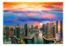 Fototapete Abend in Dubai - Stadtbild mit orangefarbenem Himmel 99120 additionalThumb 1