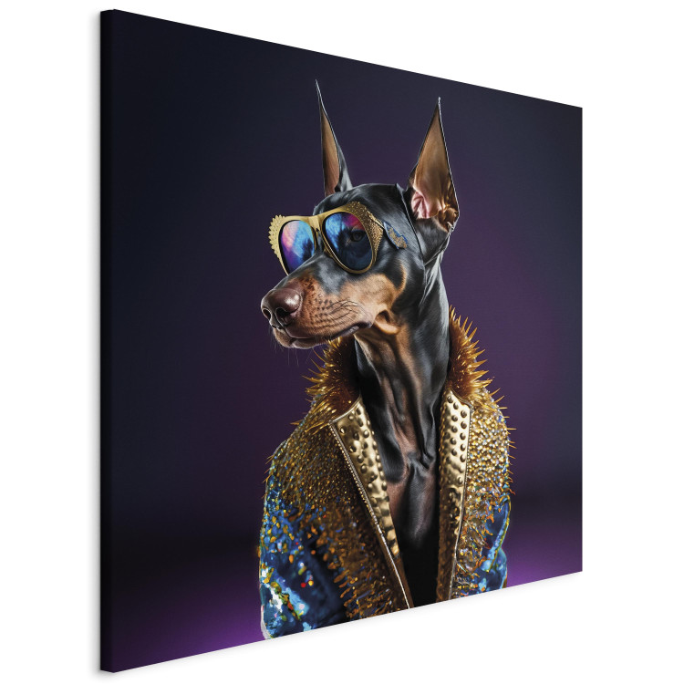 Wandbild AI Doberman Dog - Animal Fantasy Portrait With Stylish Glasses - Square 150130 additionalImage 2